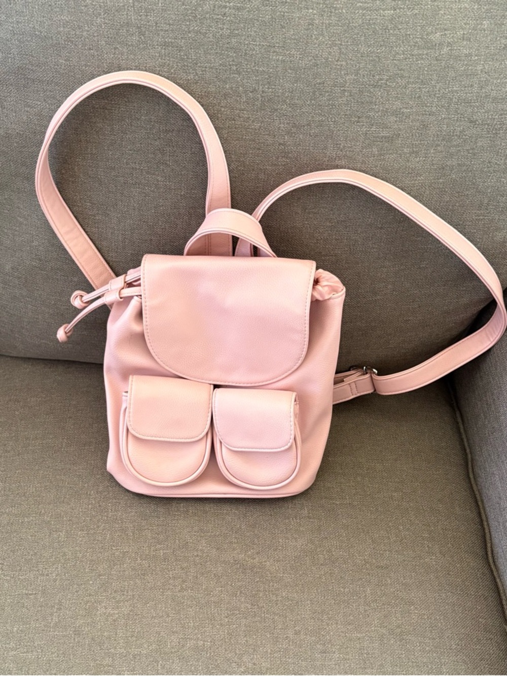 Wild Fable Soft Pink Mini Faux Leather Backpack w/ Front Flap Pockets INV25/514